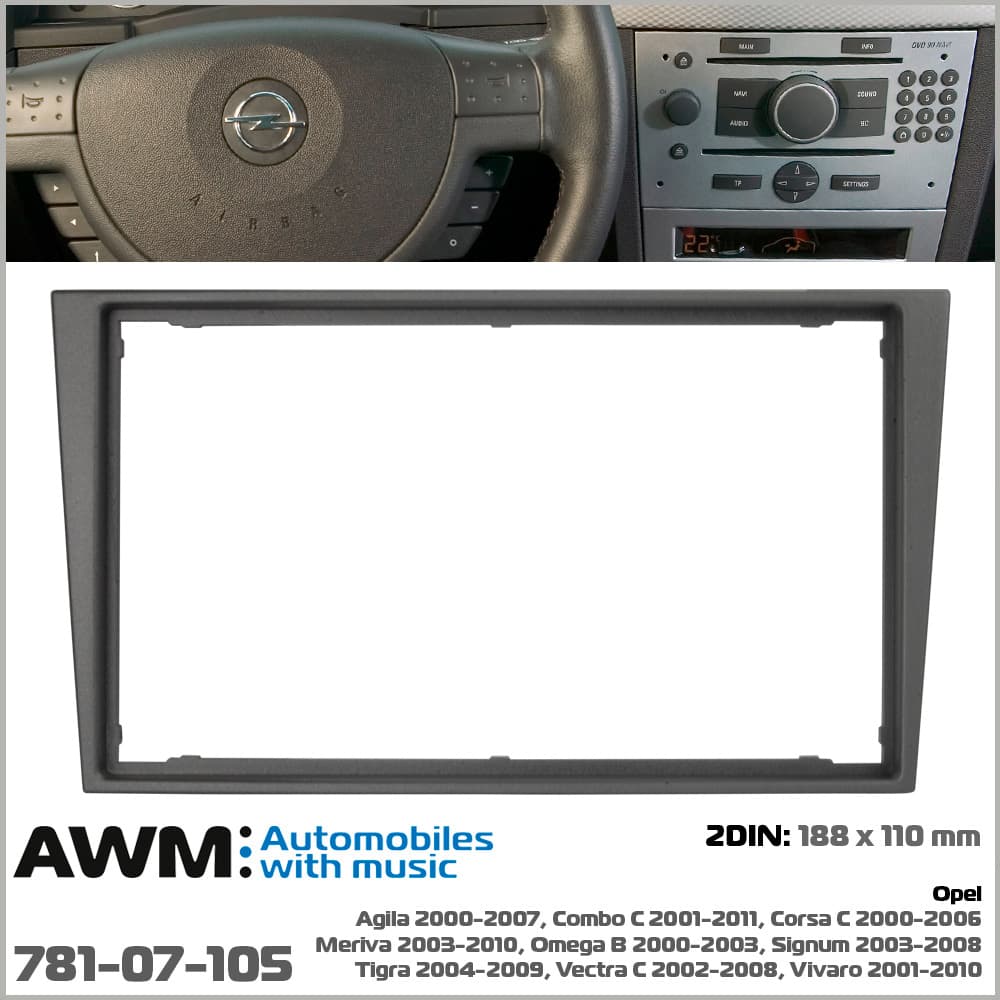 Перехідна рамка Opel Agila, Combo, Corsa, Meriva, Omega, Signum, Tigra, Vectra, Vivaro AWM 781-07-105 — фото 5 з 5
