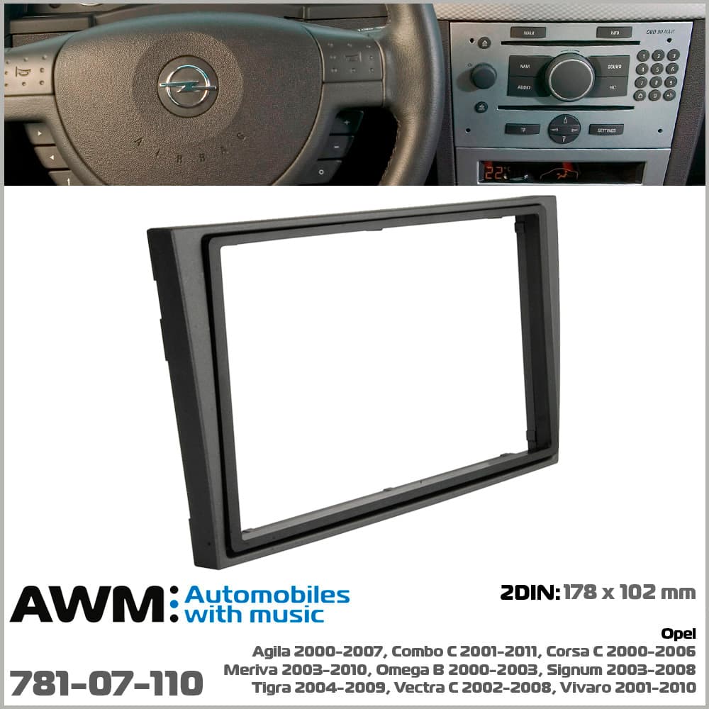 Перехідна рамка Opel Agila, Combo, Corsa, Meriva, Omega, Signum, Tigra, Vectra, Vivaro AWM 781-07-110 — фото 8 з 8