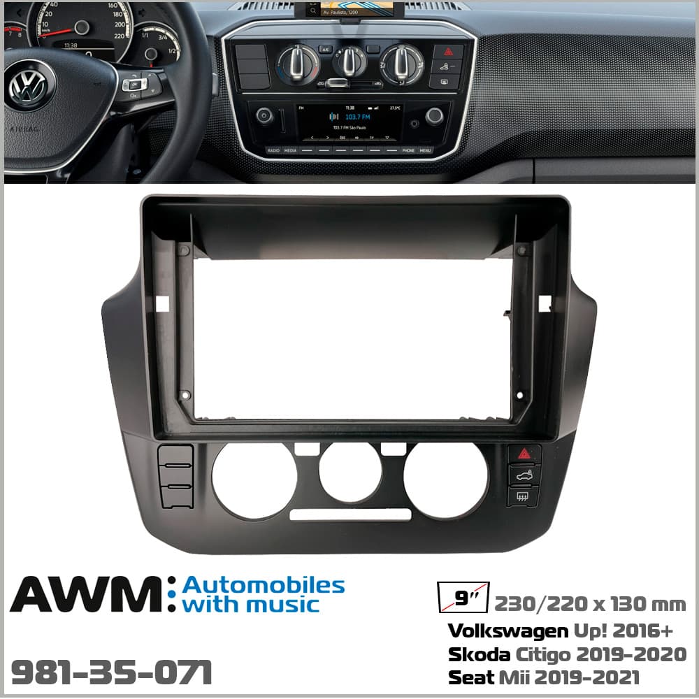 Перехідна рамка Volkswagen Up!, Skoda Citigo, Seat Mii AWM 981-35-071 — фото 7 з 7