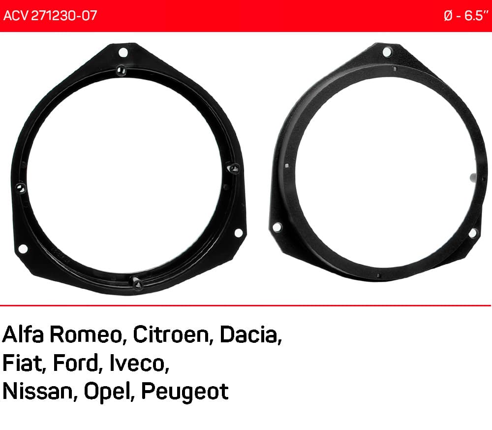 Проставки під динаміки 165 мм / 6.5" ACV 271230-07 для автомобілів Alfa Romeo, Dacia, Fiat, Nissan, Opel — фото 7 з 7