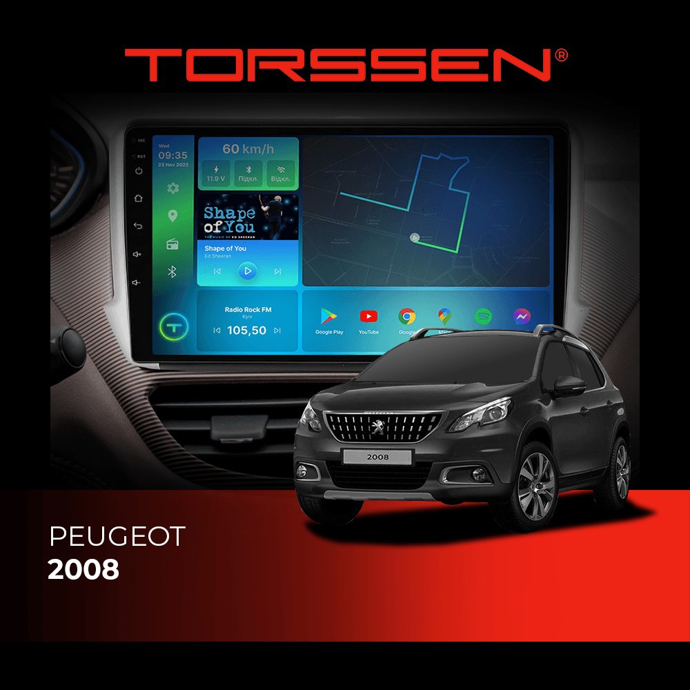 Штатна магнітола Torssen Peugeot 2008 FL10 4+64Gb 4G Carplay DSP — фото 1 з 2