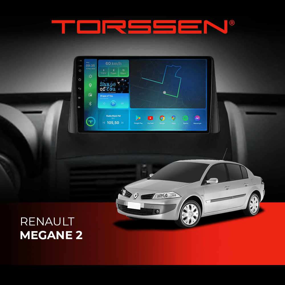 Штатна магнітола Torssen Renault Megane 2 FL9 4+64Gb 4G Carplay DSP — фото 1 з 2