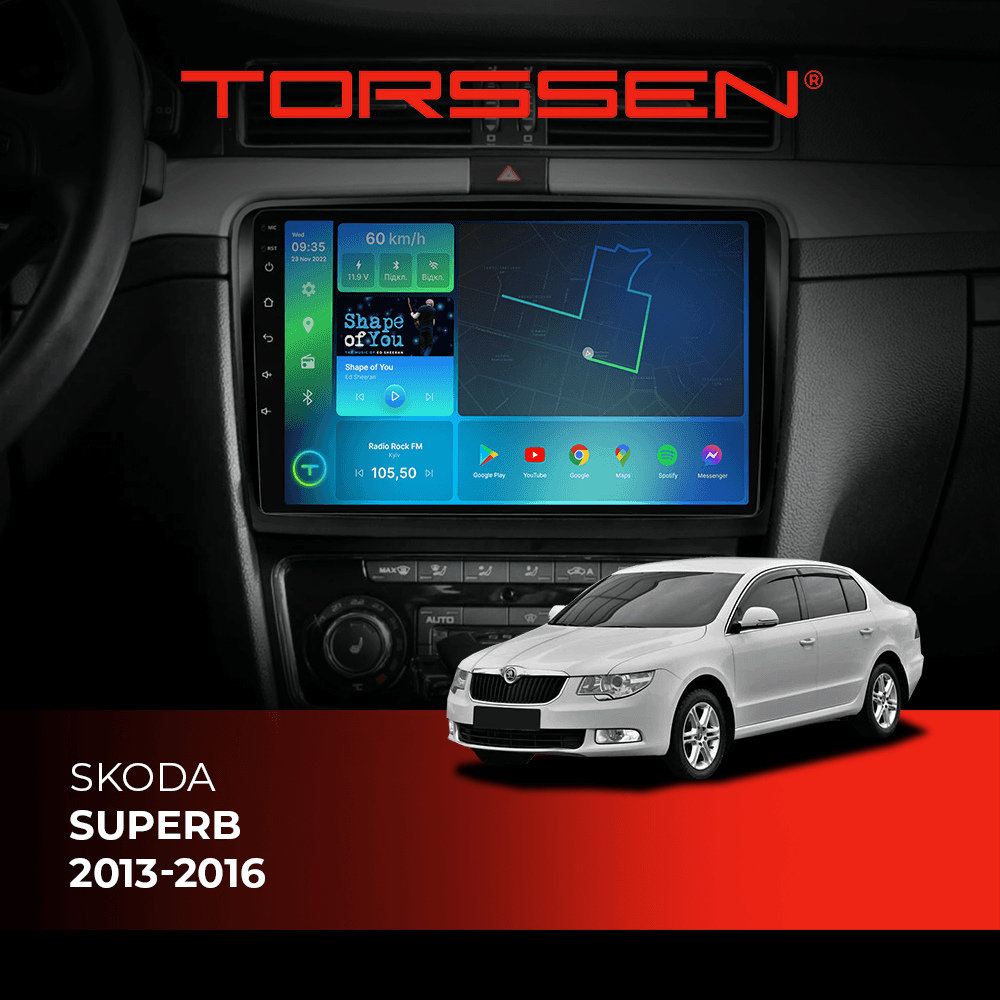 Штатна магнітола Torssen Skoda Superb 13-16 FL10 4+64Gb 4G Carplay DSP — фото 1 з 2