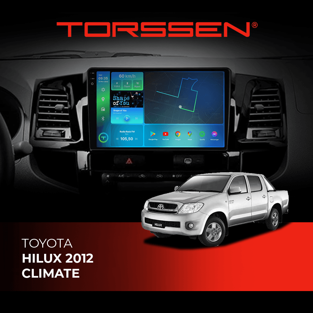 Штатна магнітола Torssen 2K Toyota Hilux 12 climate F9464 4G Carplay DSP — фото 1 з 2