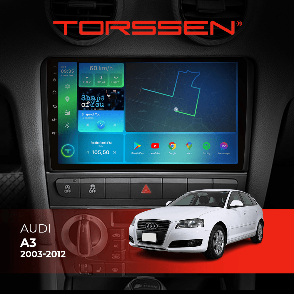 Штатна магнітола Torssen Audi A3 03-12 FL9 4+64Gb 4G Carplay DSP — фото 1 з 2