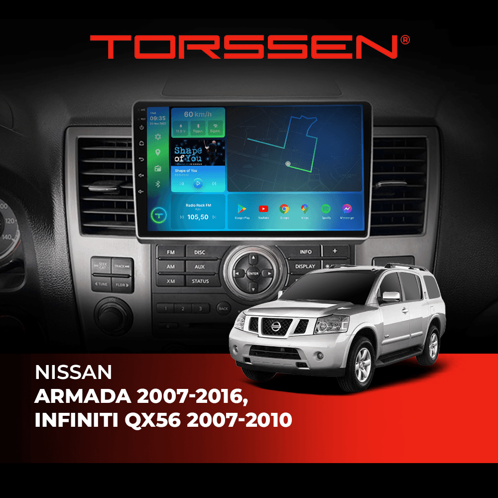 Штатна магнітола Torssen Nissan Armada 07-16, Infiniti QX56 07-10 FL9 4+64Gb 4G Carplay DSP — зображення 1 Штатна магнітола Torssen Nissan Armada 07-16, Infiniti QX56 07-10 FL9 4+64Gb 4G Carplay DSP — фото товару Autocast