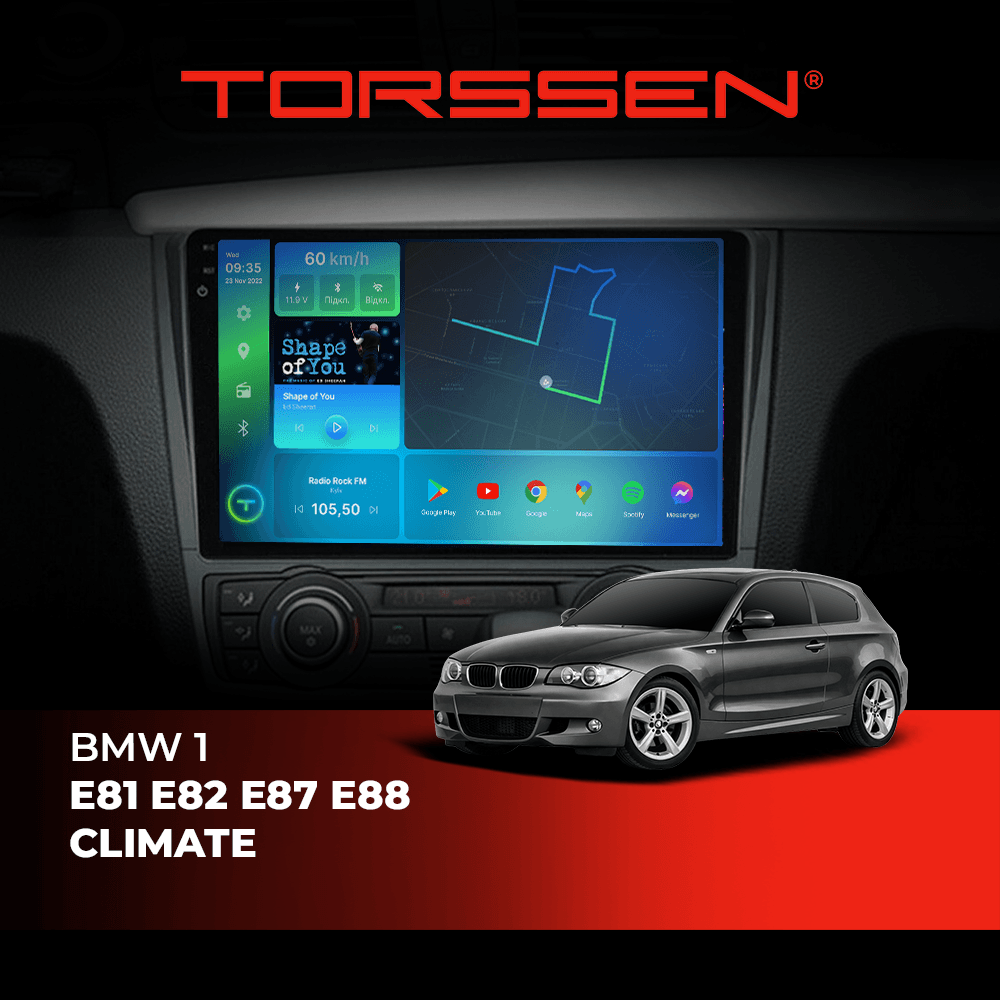 Штатна магнітола Torssen 2K BMW 1 E81/E82/E87/E88 climate FL9 4+64Gb 4G Carplay DSP — зображення 1 Штатна магнітола Torssen 2K BMW 1 E81/E82/E87/E88 climate FL9 4+64Gb 4G Carplay DSP — фото 1 з 2