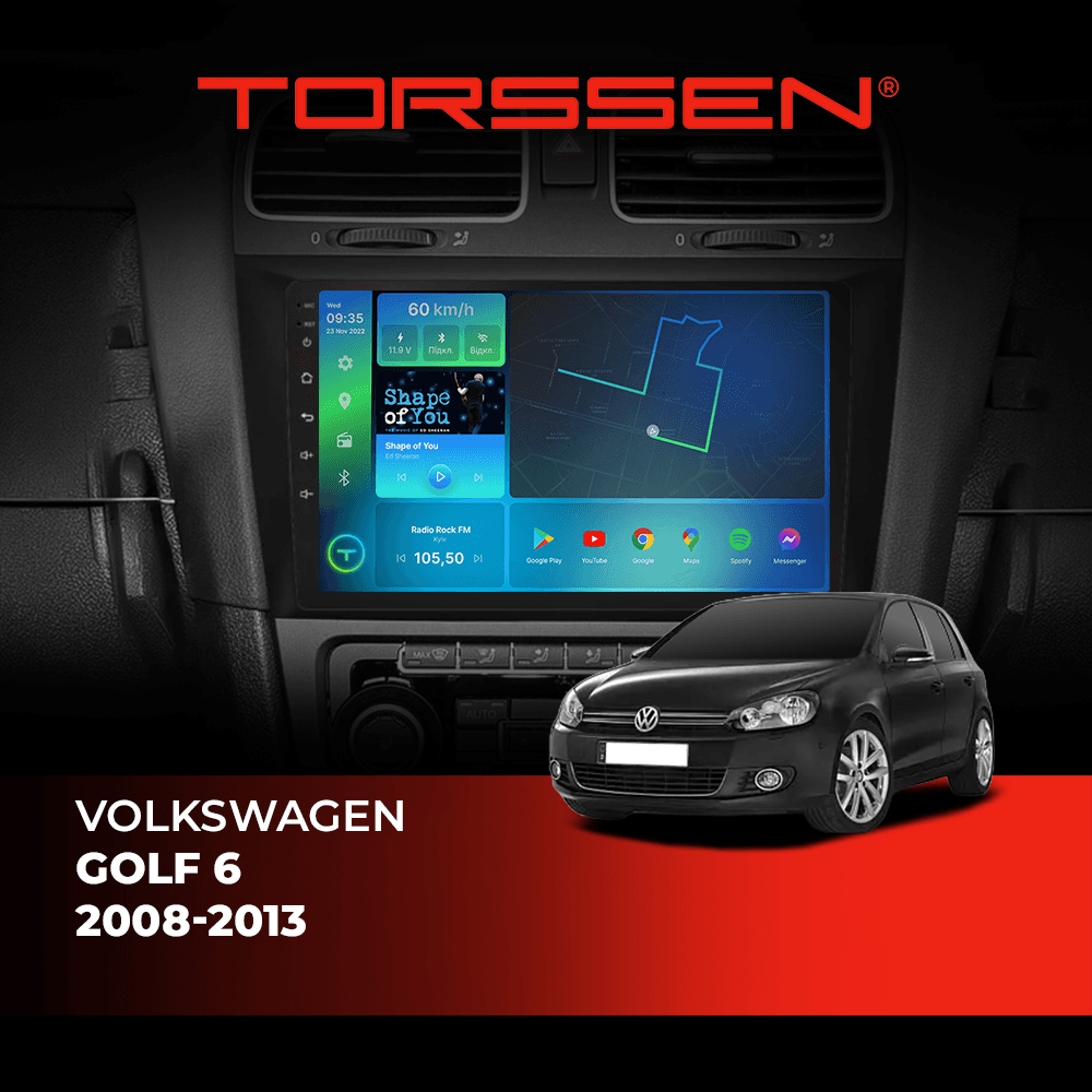 Штатна магнітола Torssen Volkswagen Golf 6 2008-2013 FL9 4+64Gb 4G Carplay DSP — зображення 1 Штатна магнітола Torssen Volkswagen Golf 6 2008-2013 FL9 4+64Gb 4G Carplay DSP — фото 1 з 2