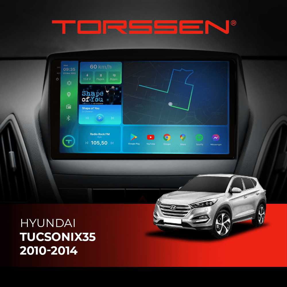 Штатна магнітола Torssen 2K Hyundai Tucson/IX35 2010-2014 F9464 4G Carplay DSP — зображення 1 Штатна магнітола Torssen 2K Hyundai Tucson/IX35 2010-2014 F9464 4G Carplay DSP — фото 1 з 2